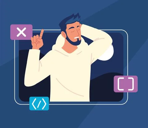 Man thinking in codes Stock Illustration