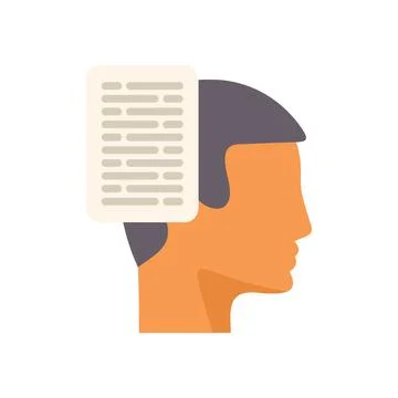 Man thinking with document in his head flat icon design Stock Illustration