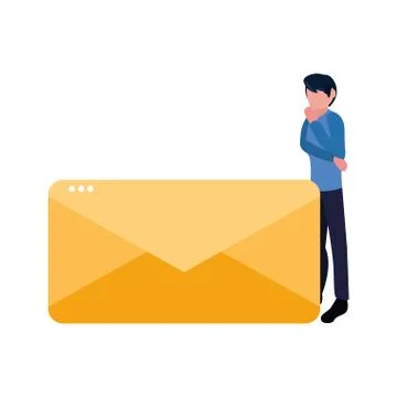Man thinking email 스톡 일러스트
