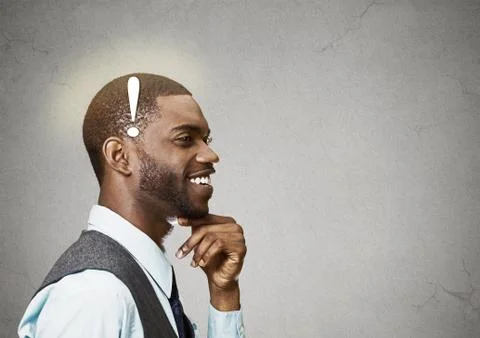 Man thinking found solution for problem Stock Photos