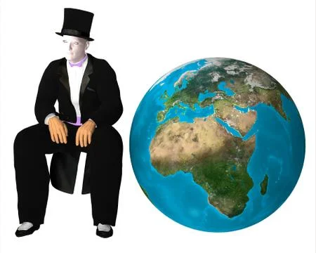 A man is thinking of the global ecomony Stock Illustration