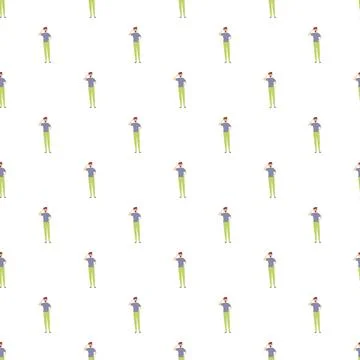 Man thinking hand on chin seamless pattern Stock Illustration