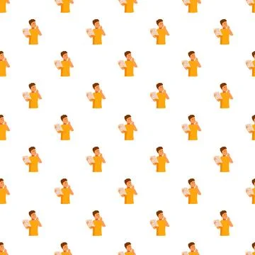 Man thinking holding paper seamless pattern Stock-Illustration