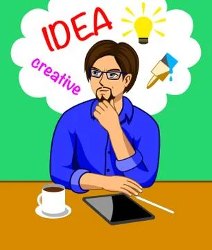 Man Thinking Idea Stock Illustration