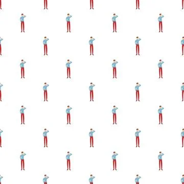 Man thinking illustration pattern on white background Stock Illustration