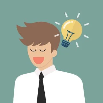 Man thinking a new idea Stock Illustration