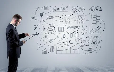 Man thinking with office stuffs concept Photos