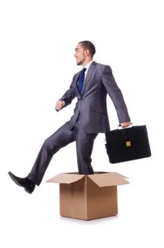 Man in thinking outside the box concept 写真素材
