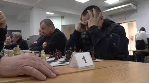 Man Thinking Over Chess Move. Medium Shot Stock Footage 332153702