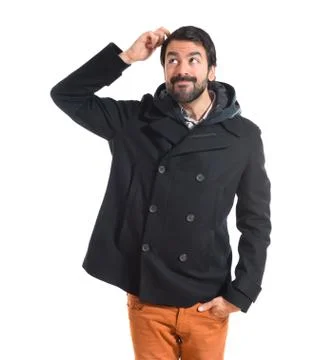 Man thinking over white background Stock Photos