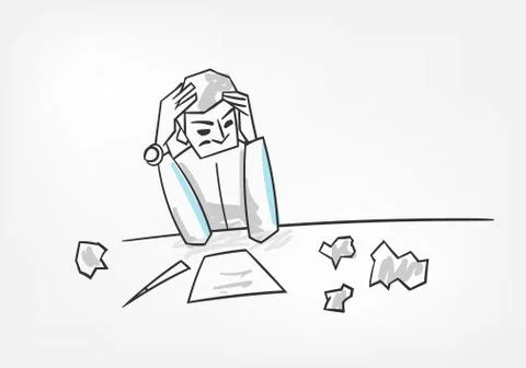 Man thinking process writing letter concept vector illustration Stock Illustration