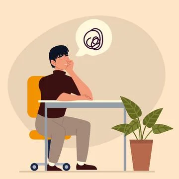 Man thinking procrastination Stock Illustration