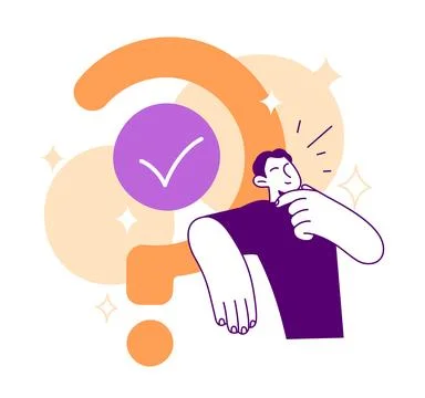 Man is thinking, question mark 스톡 일러스트