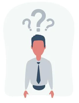 Man is thinking. Question mark. Vector illustration Illustrazione stock
