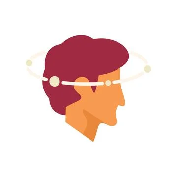 Man thinking with satellites orbiting head Illustrazione stock