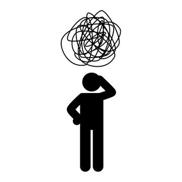 Man thinking, scratching head and trying to find solution Stockillustratie