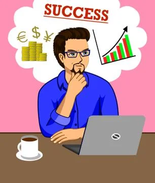 Man Thinking success Stock Illustration