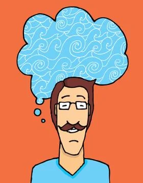 Man thinking of water waves Stock Illustration