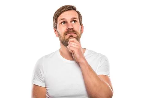 Man thinking on white. Stock Photos