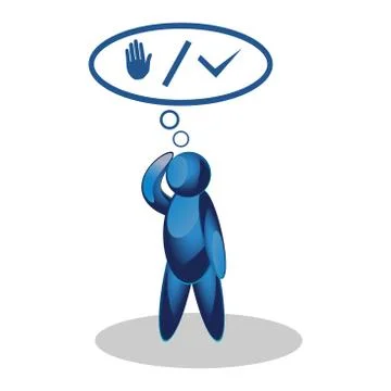Man is thinking. Yes or no choice. People symbol. Vector illustration Stock Illustration