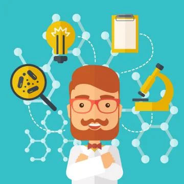 Man thinks about medical study Stock Illustration