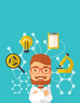 Man thinks about medical study Stock Illustration