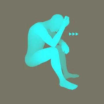 Man Thinks about a Problem. Despair. Depression. Stock Illustration