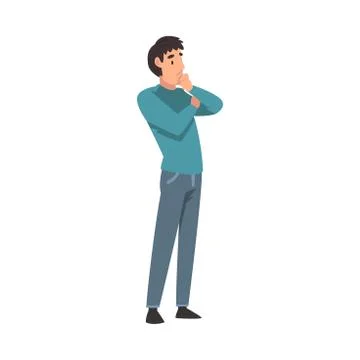 Man thinks about something cartoon vector illustration Stock Illustration