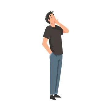 Man thinks about something cartoon vector illustration Stock Illustration