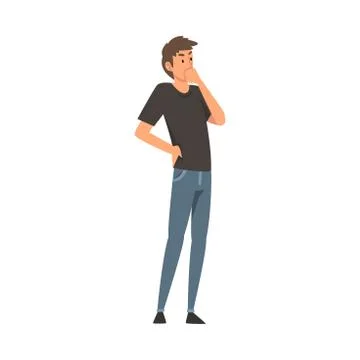 Man thinks about something cartoon vector illustration Stock Illustration