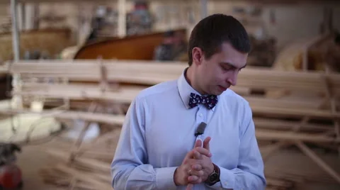 Man thinks and nervous, wringing his fingers Stock Footage 60224636