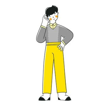 Man thinks his head, Vector illustration isolated. Business vector illustration. Stock Illustration