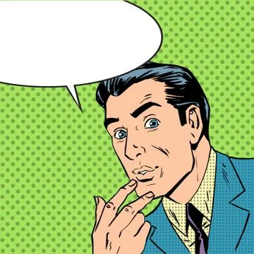 Man thought about thinking pop art comics retro style Halftone Stock Illustration