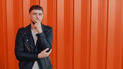 Man thought and the idea came to him, index finger up, concept of solve problem Stock-Footage 101735118