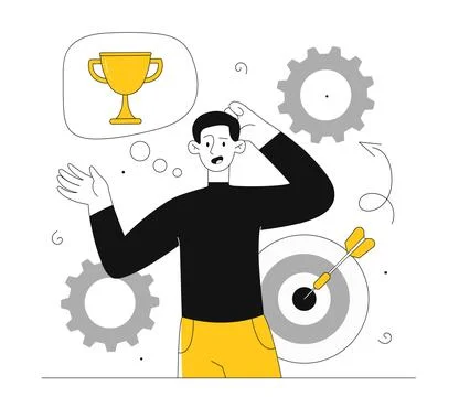 Man with thought success vector line concept Stock-Illustration