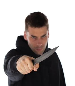 Man threatening with knife Stock Photos