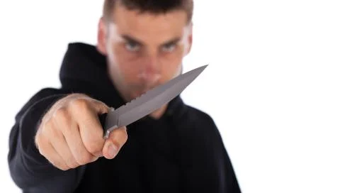 Man threatening with knife Stock Photos
