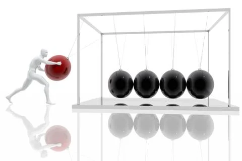 Man throwing ball against an group of spheres Stock Illustration