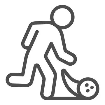Man throwing bowling ball line icon, bowling concept, Bowling player sign on Stock Illustration