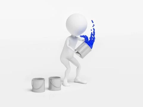 Man throwing a bucket of paint Stock Illustration