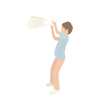Man throwing garbage bag, vector Illustrazione stock