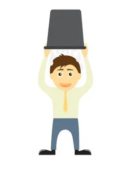 Man throwing ice water on himself Stock Illustration