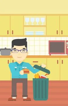 Man throwing junk food vector illustration Ilustración de archivo