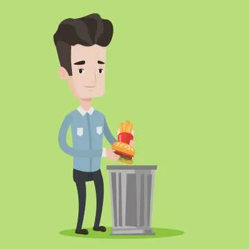 Man throwing junk food vector illustration Illustrazione stock