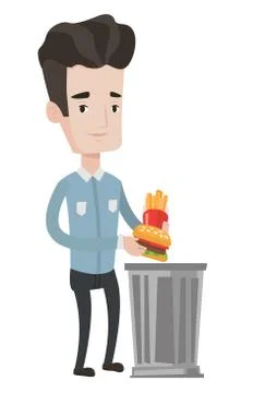 Man throwing junk food vector illustration Ilustración de archivo
