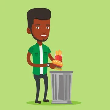 Man throwing junk food vector illustration Ilustración de archivo
