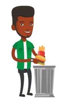 Man throwing junk food vector illustration Illustrazione stock