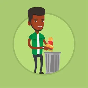 Man throwing junk food vector illustration Ilustración de archivo