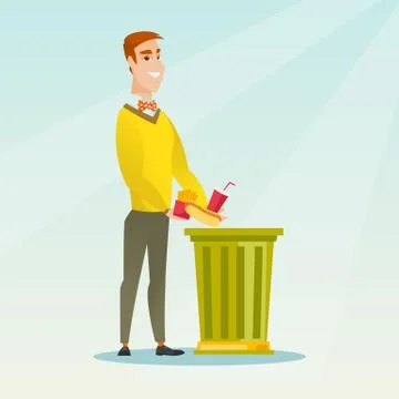 Man throwing junk food vector illustration Ilustración de archivo