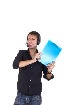 Man throwing papers Stock Photos